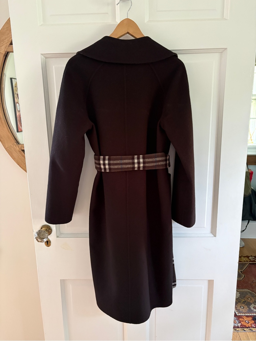 Burberry reversible wool wrap coat coat - black and gray blue Burberry check. - Picture 7 of 10